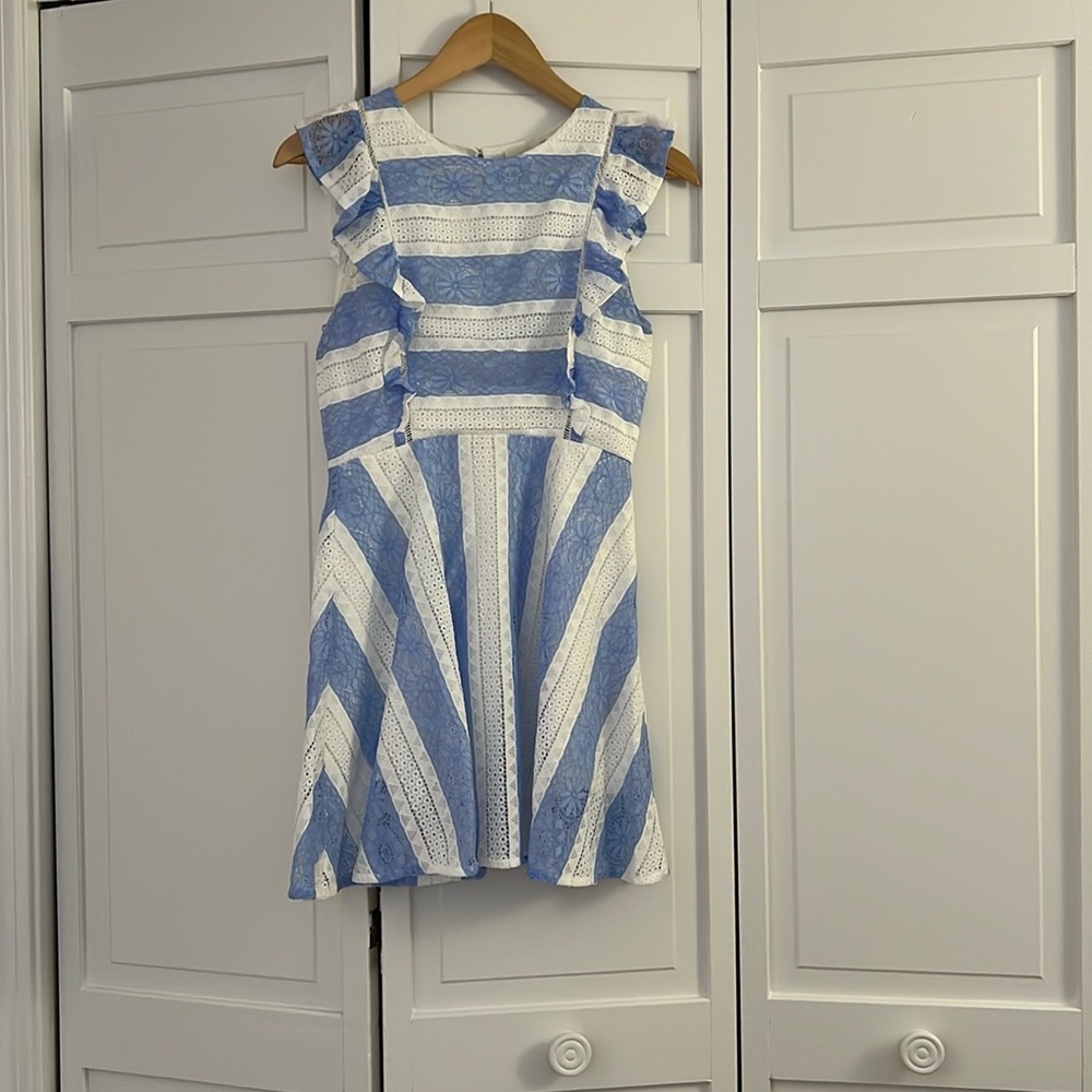 J.O.A Los Angeles, blue and white dress